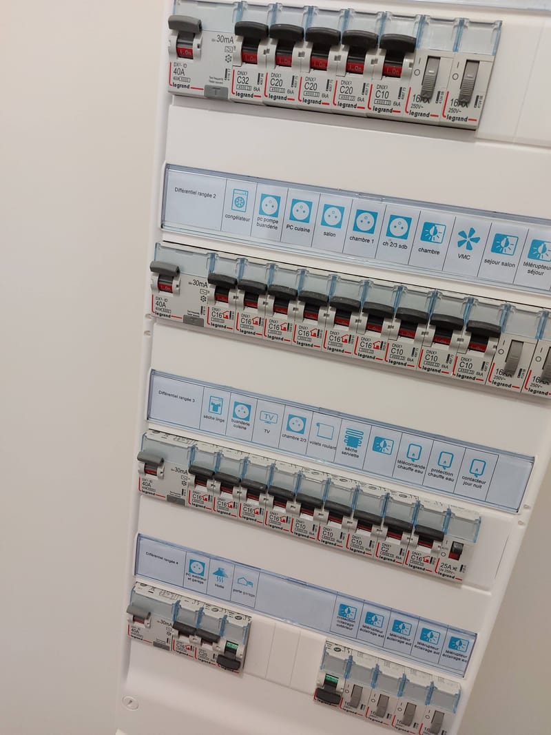 Tableau électrique réalisé et repéré avec soin